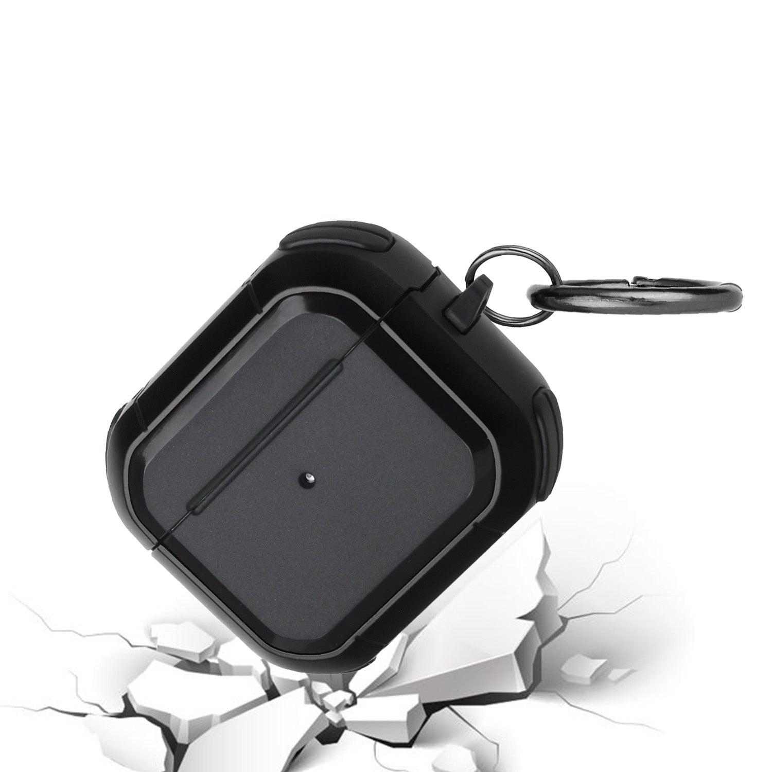 AirPods Pro Premium Rugged ShockProof Hybrid With Metal Hook Case Cover- Black+Black
