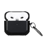 AirPods Pro Premium Rugged ShockProof Hybrid With Metal Hook Case Cover- Black+Black