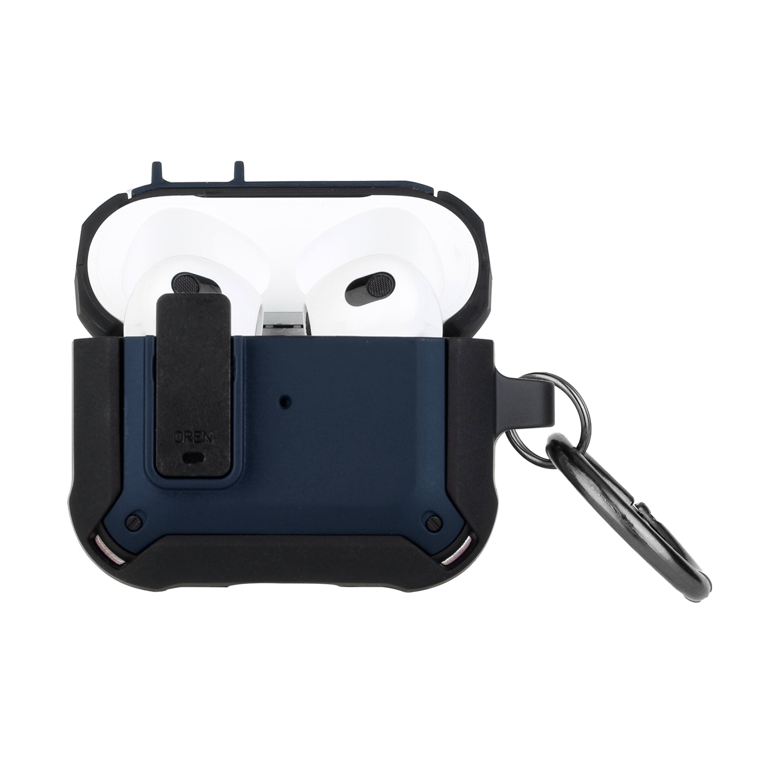 Airpods Pro Switch Closure Premium Ultra ShockProof Hybrid With Metal Hook Case Cover - Black+Blue