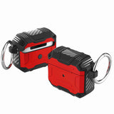 For AirPods Pro Rugged ShockProof Hybrid With Metal Hook Case Cover - Red