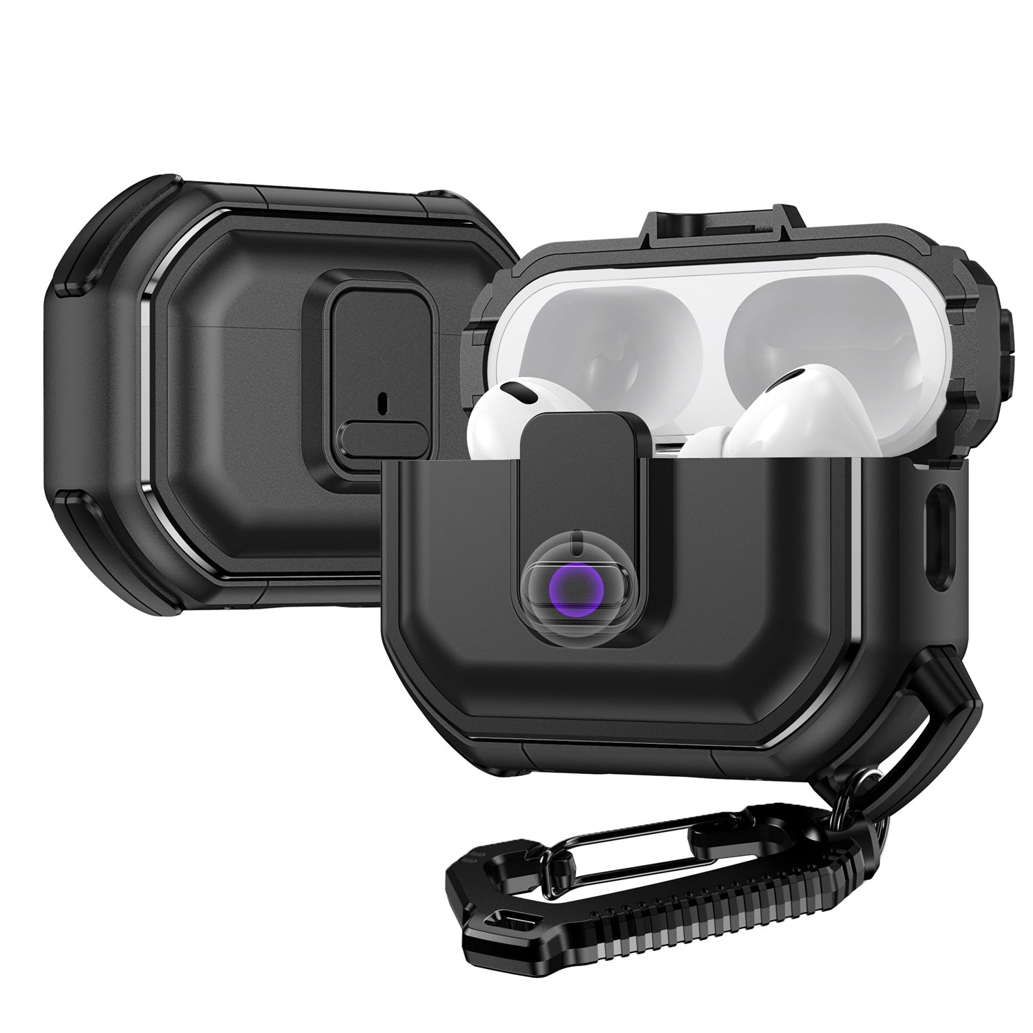 For AirPods Pro Switch Button Hybrid with Belt Loop - Black