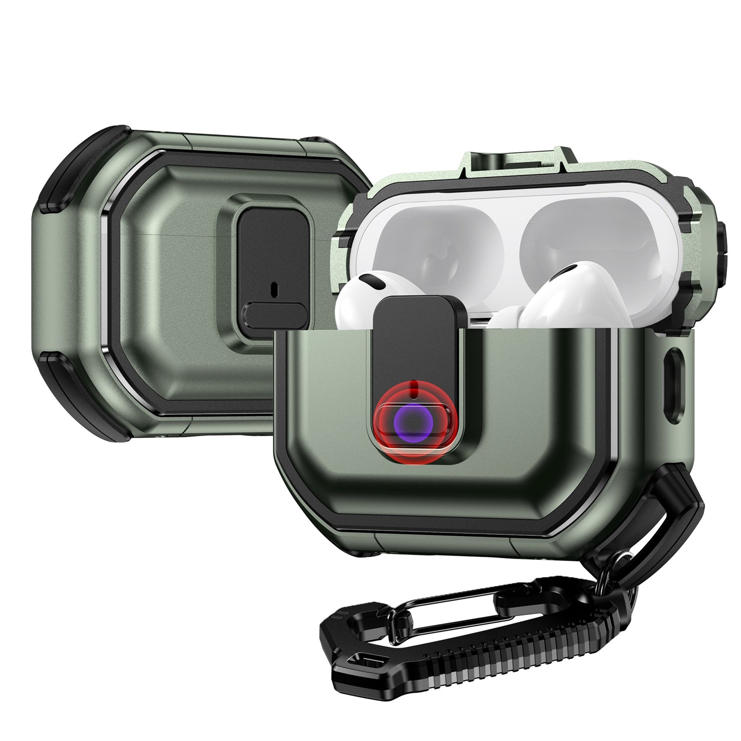 For AirPods Pro Switch Button Hybrid with Belt Loop - Midnight Green