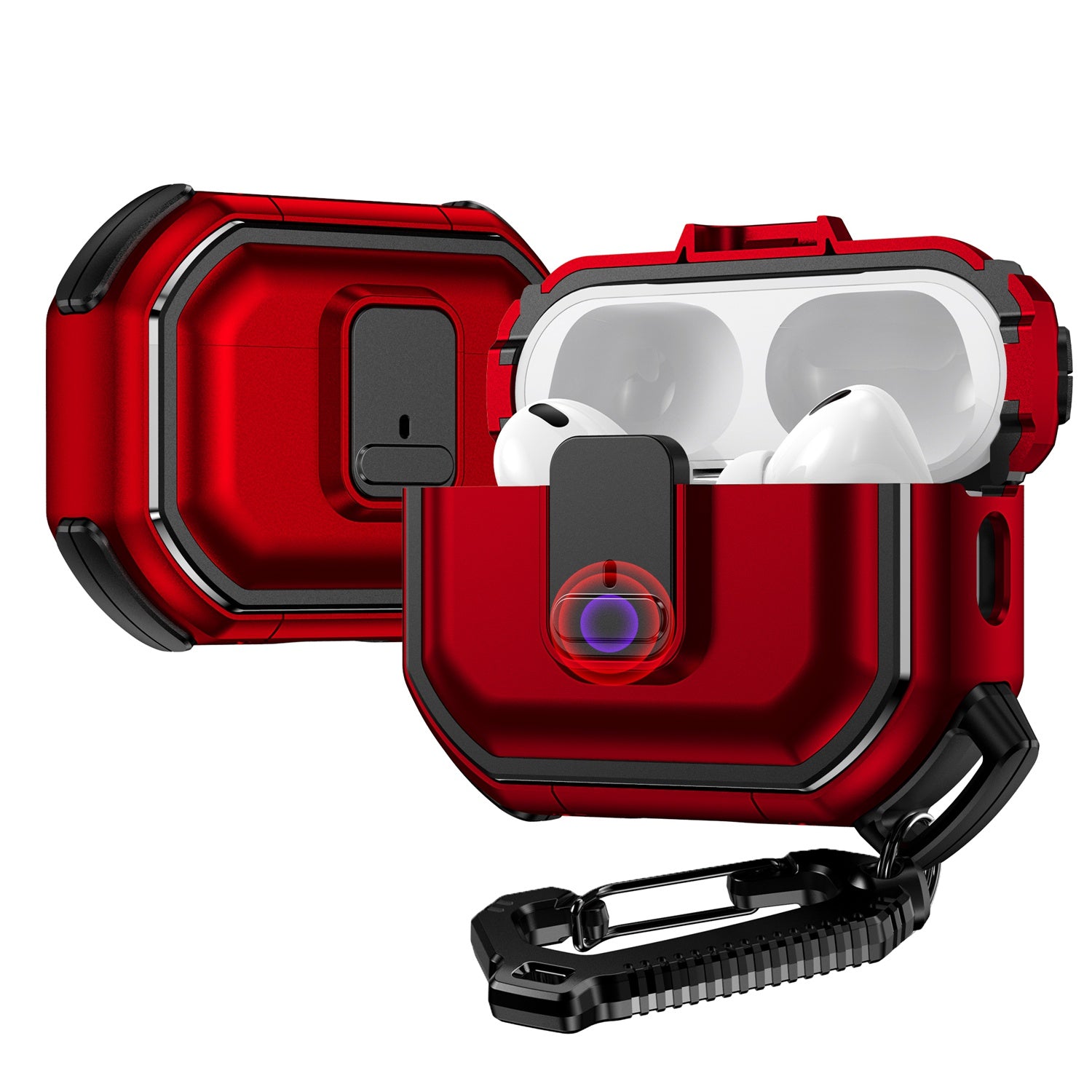For AirPods Pro Switch Button Hybrid with Belt Loop - Red