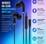 IHORA wired in-ear headphones with microphone on a blue gradient background