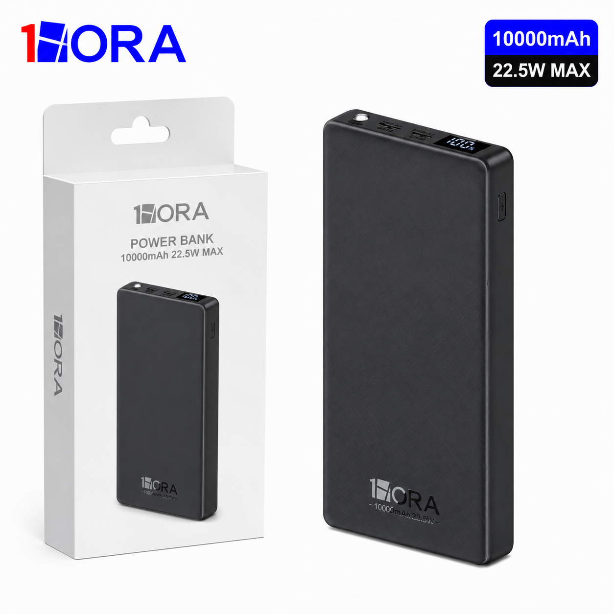 GAR264 10000mAh 22.5W Fast Charging Power Bank with LED Display and Flashlight