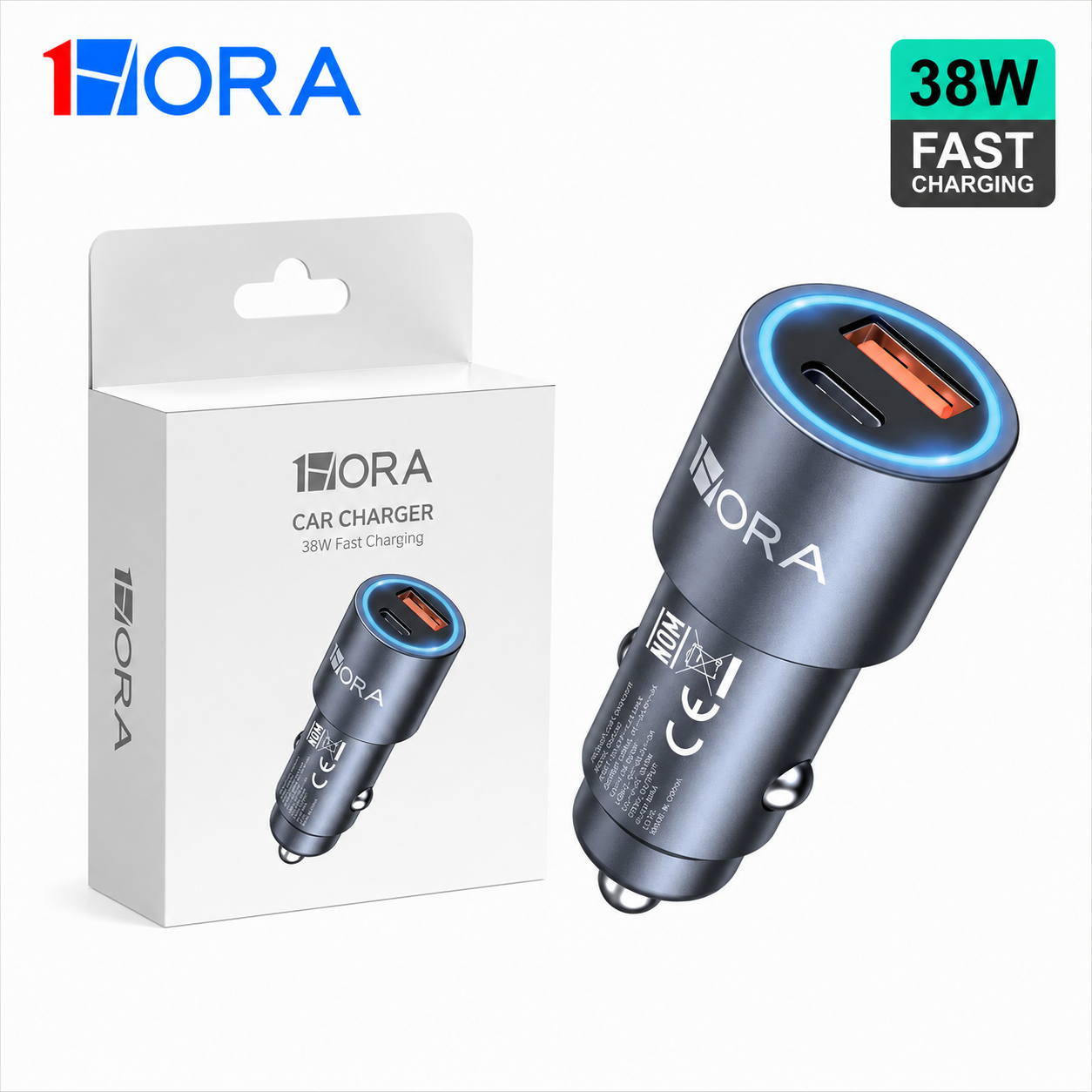 1HORA Car Charger 38W With C to C Cable GAR241