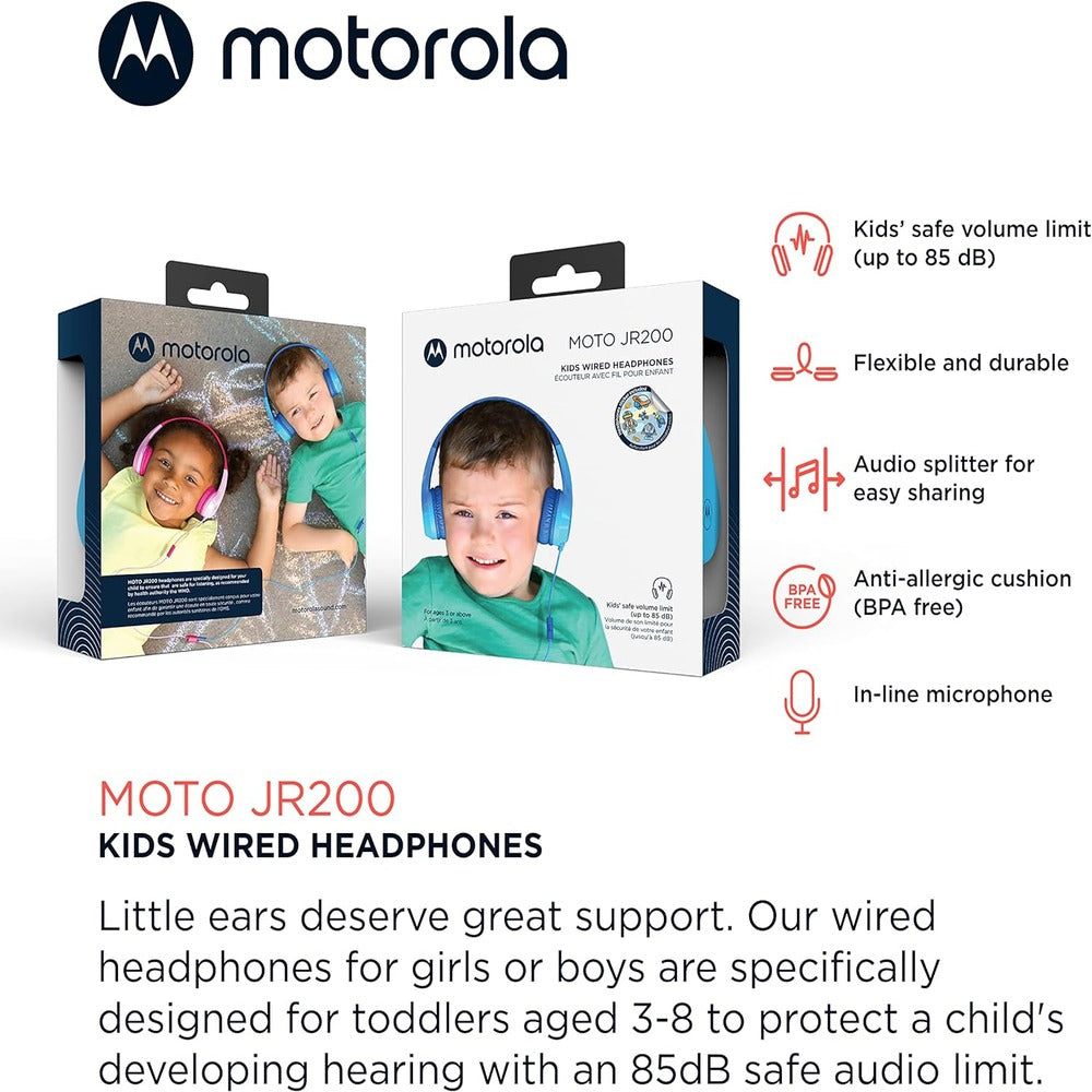 Motorola Moto JR200 Kids Headphones with Microphone