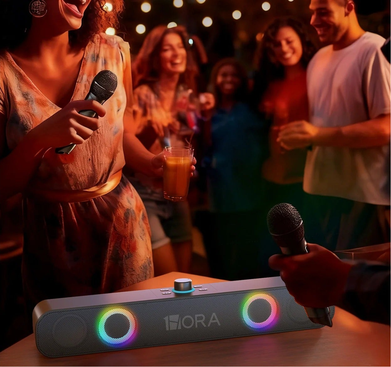 Modern desktop speaker with colorful lights for PC audio