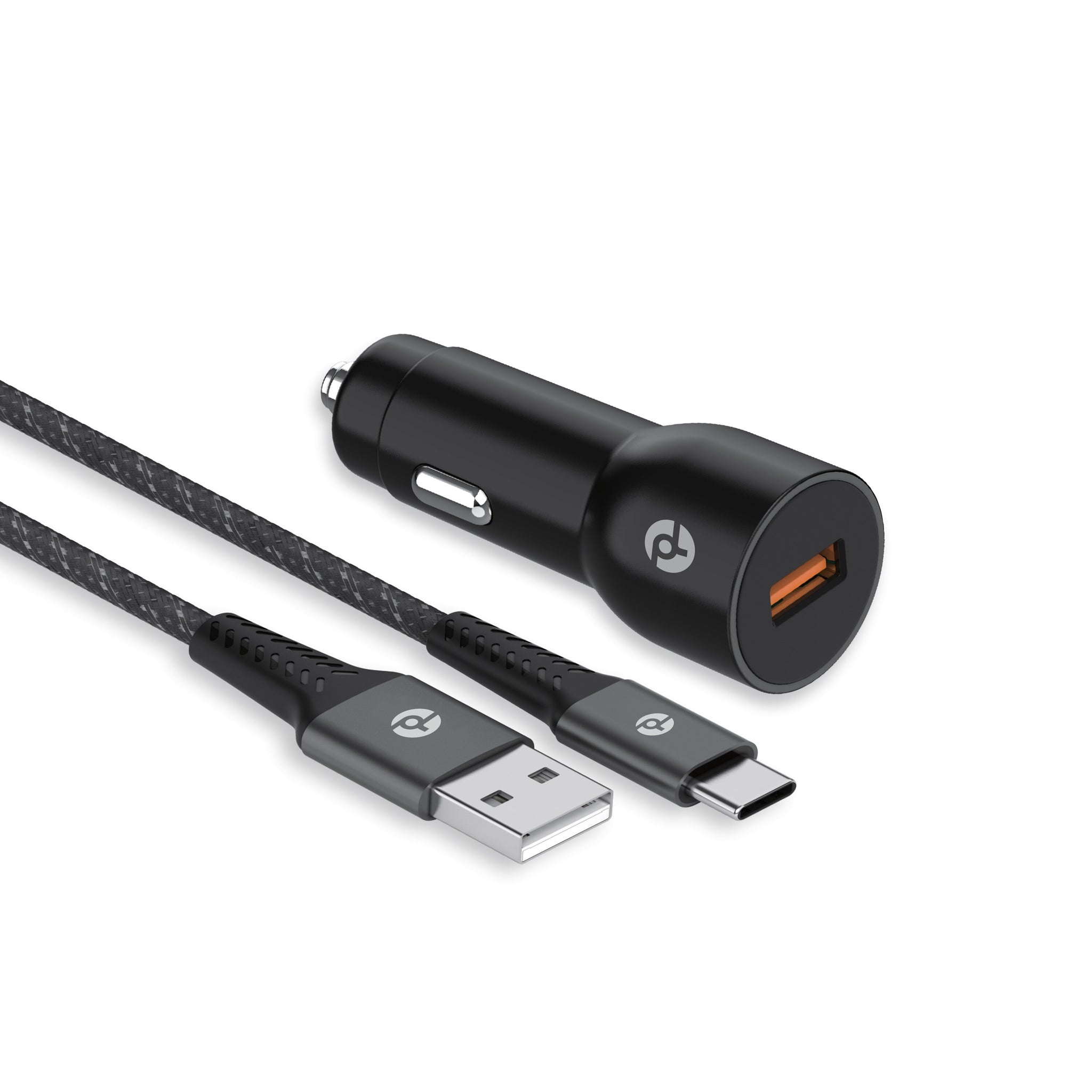 PowerLab 2in1 Bundle 15W USB-A Car Charger with 4ft USB-A to C Cable