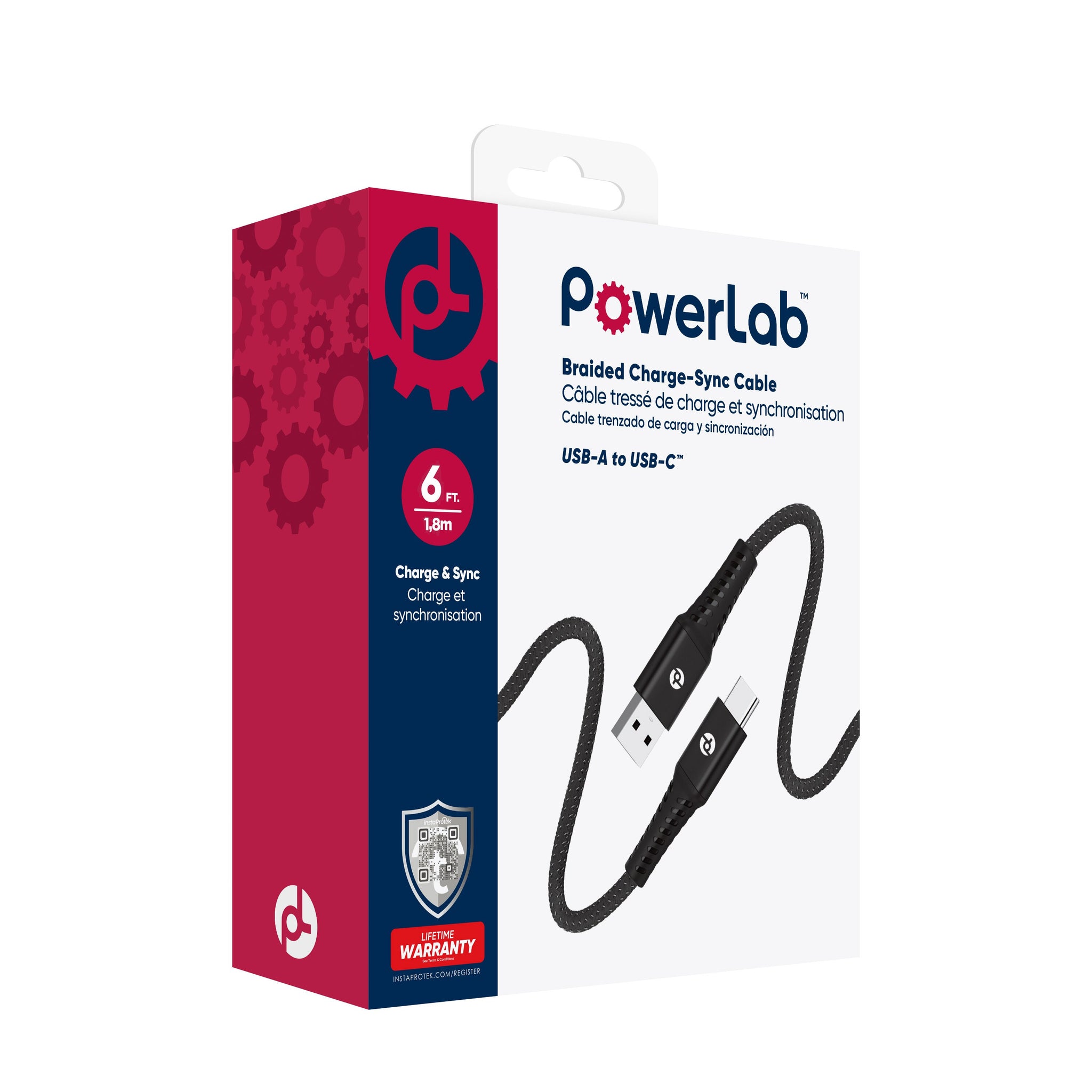 PowerLab 6ft USB-A to USB-C Data Cable