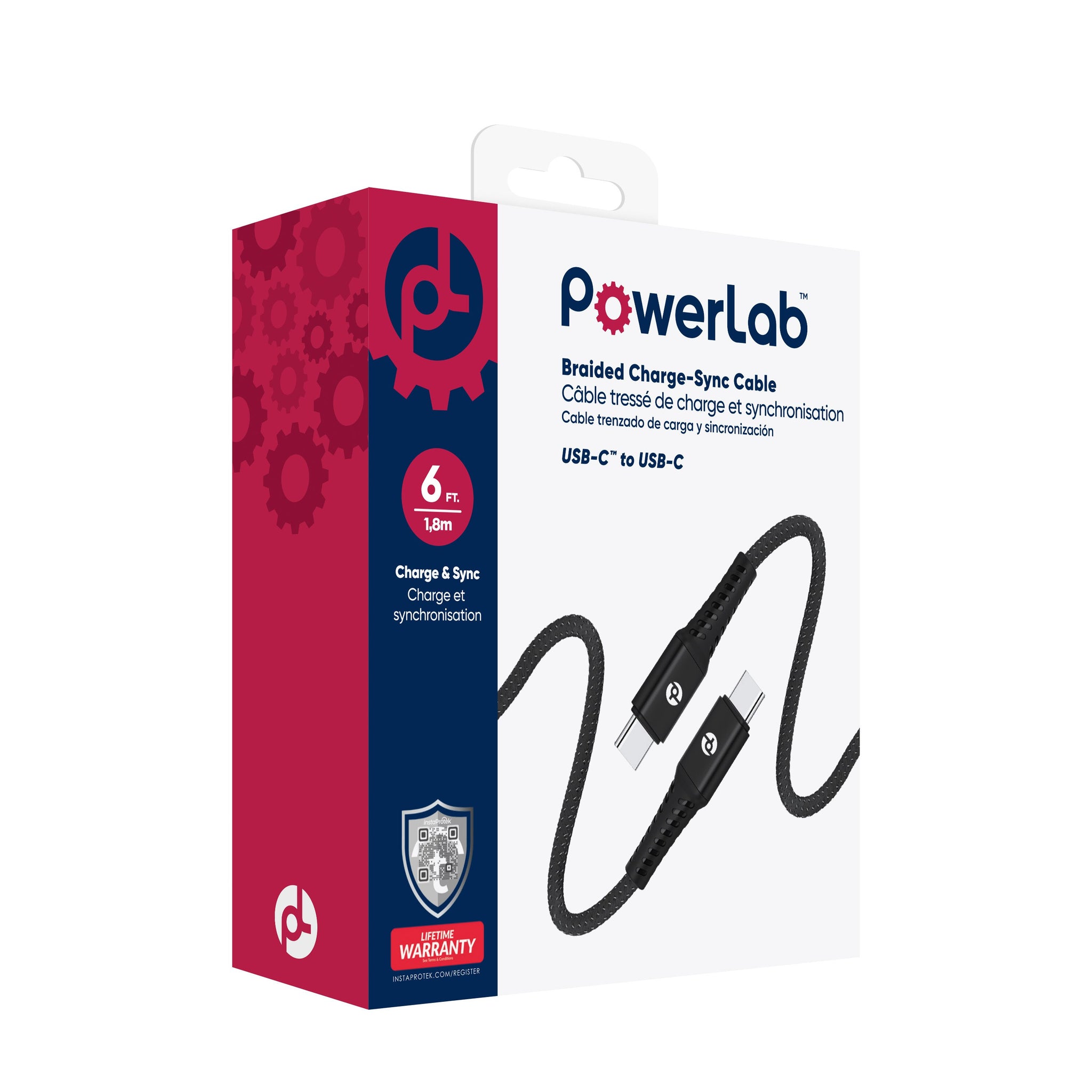 PowerLab 6ft USB-C to USB-C Data Cable