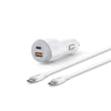 ZIZO PowerVault 30W Dual Port Car Charger Bundle + USB-C Cable + USB-A Adapter