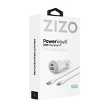 ZIZO PowerVault 30W Dual Port Car Charger Bundle + USB-C Cable + USB-A Adapter