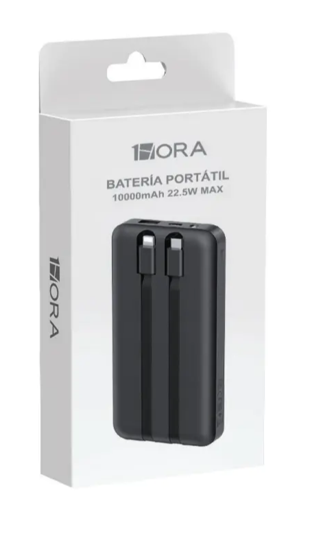 BAT101 10000mAh 22.5W Compact Power Bank with Built-in Cables