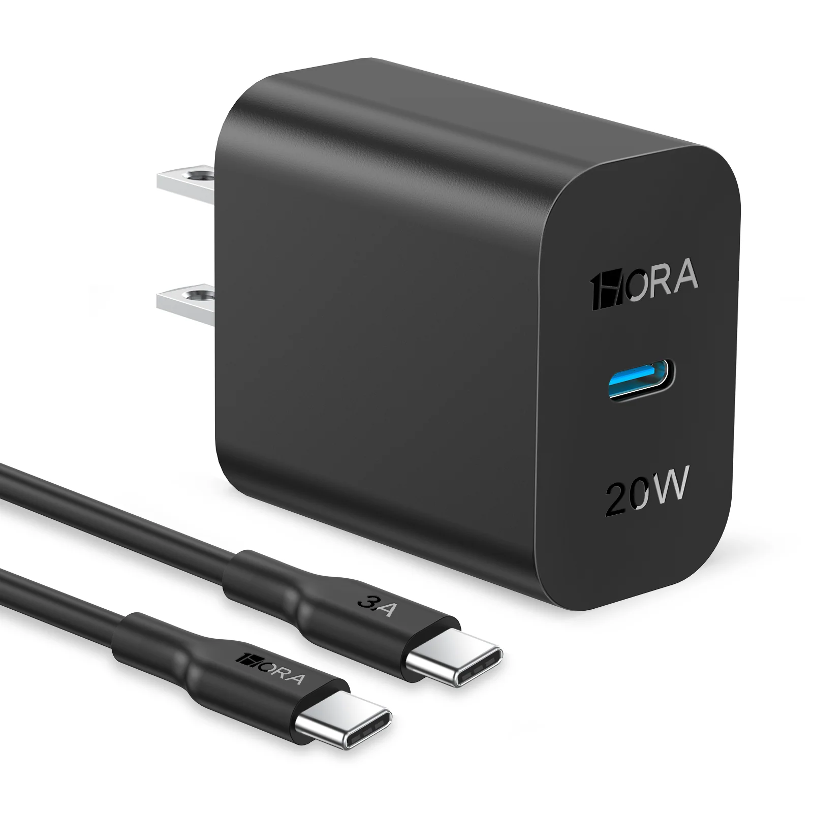 20W Fast USB-C Wall Charger with Cable | PD Type-C Fast Charging Block (iPhone, Samsung, Pixel)