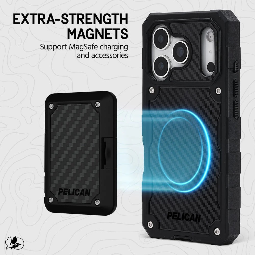 Pelican Shield Carbon Fiber with MagSafe & Holster for iPhone 17 Series – Black