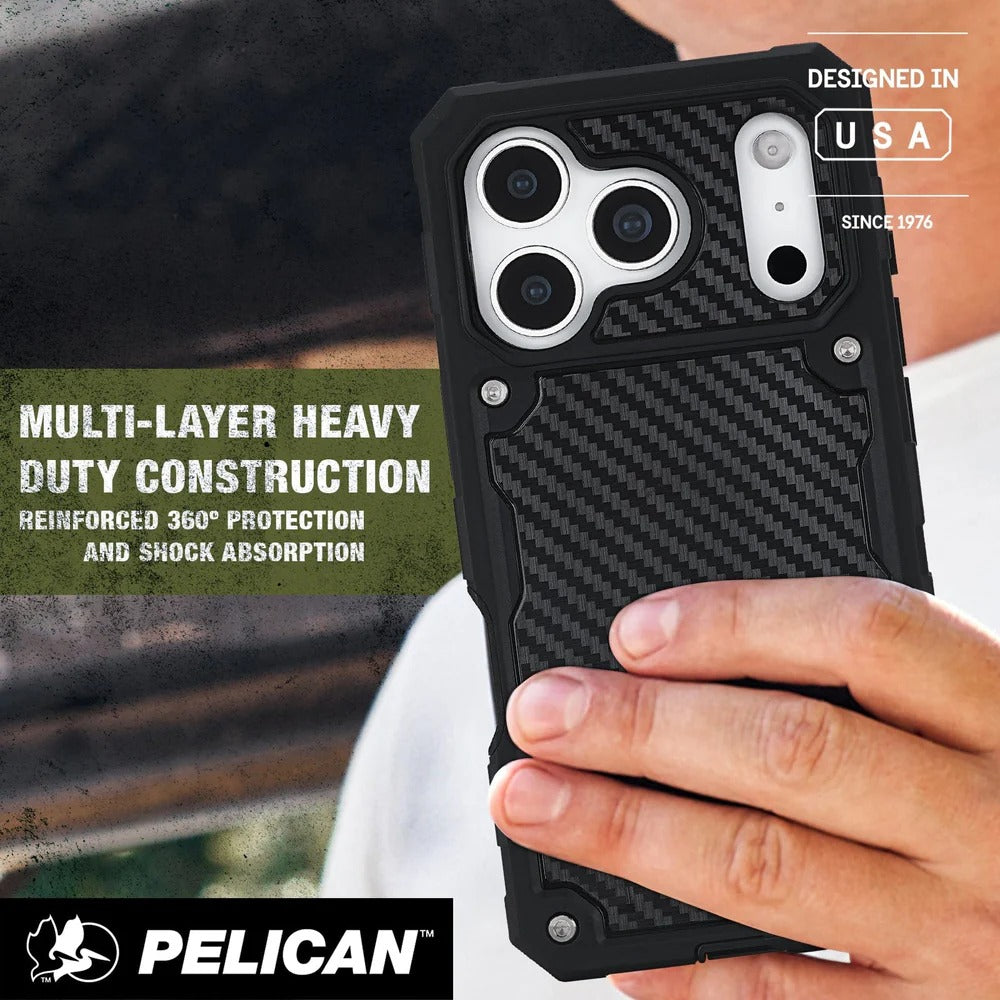Pelican Shield Carbon Fiber with MagSafe & Holster for iPhone 17 Series – Black