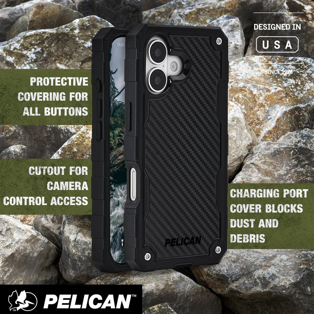 Pelican Shield Carbon Fiber with MagSafe & Holster for iPhone 17 Series – Black