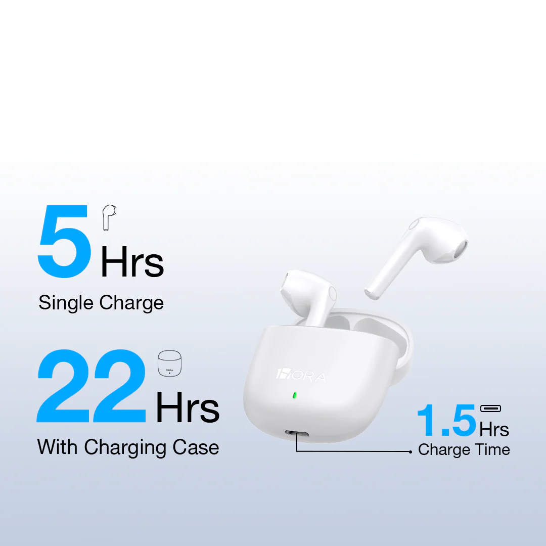 Wireless Earbuds with 22H Battery, Bluetooth 5.3 & Deep Bass – 1Hora AUT201