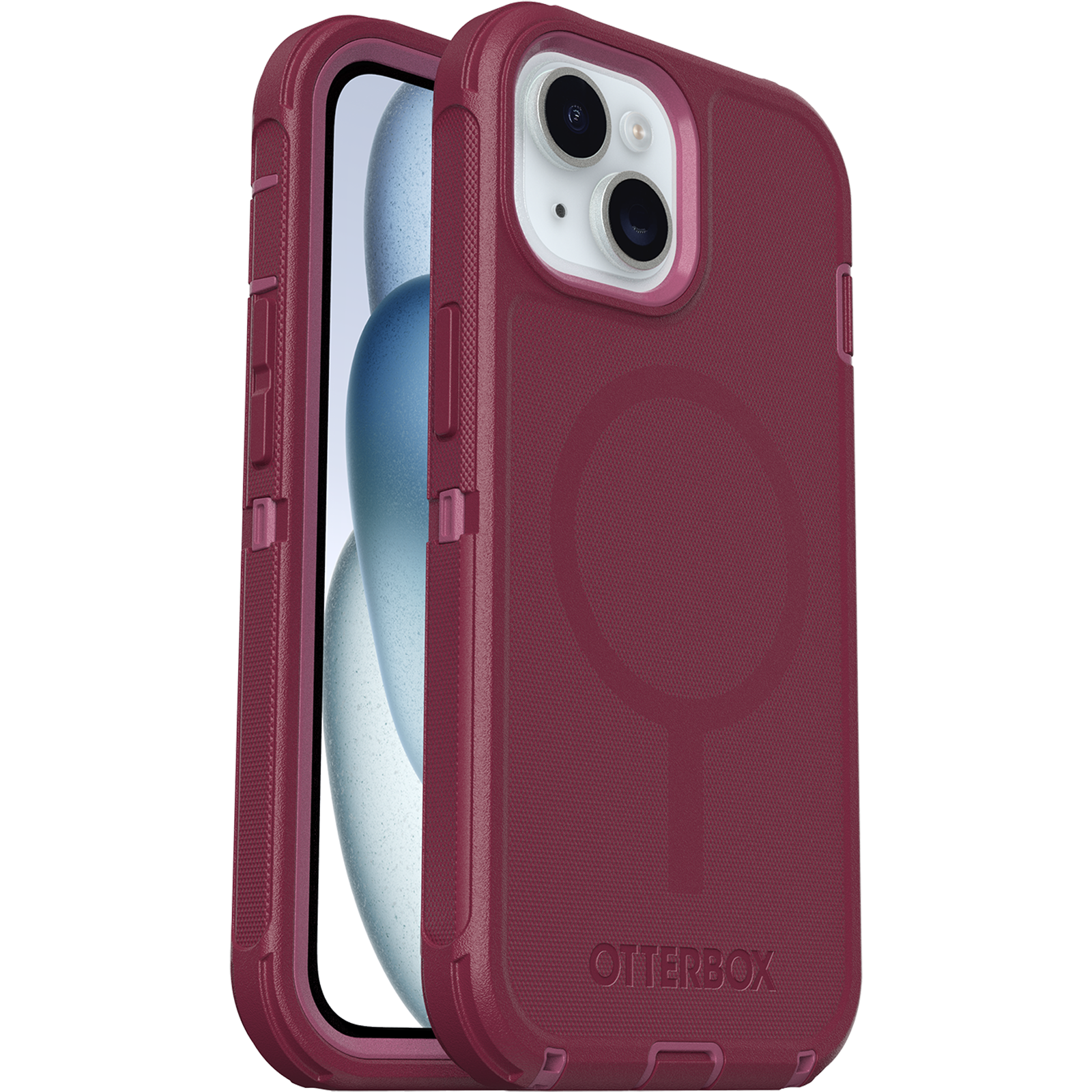 OtterBox Defender Pro MagSafe Case for iPhone 15/14/13 – Heavy Duty Shockproof Protective Cover (Dark Pink)