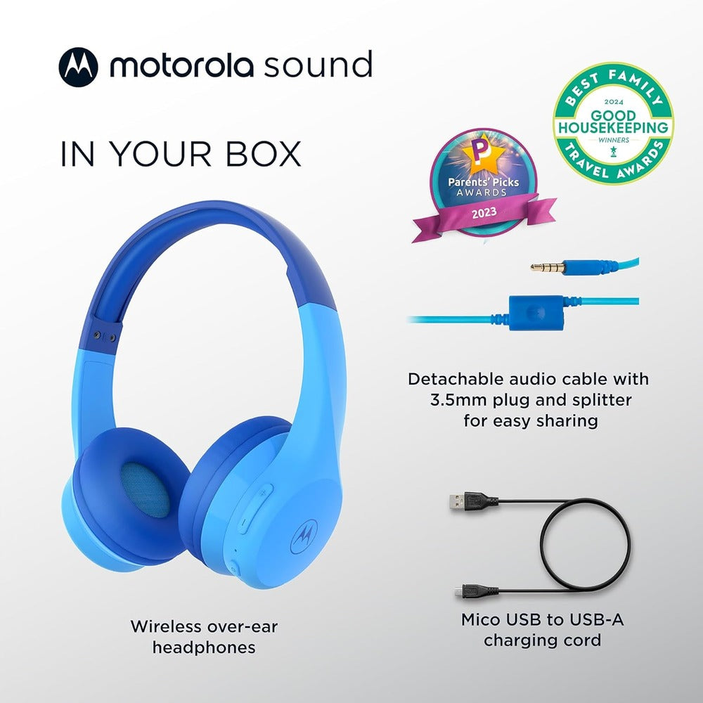 MOTOROLA JR300BT KIDS ON-EAR HEADPHONES - BLUE (LANE B RACK 8)
